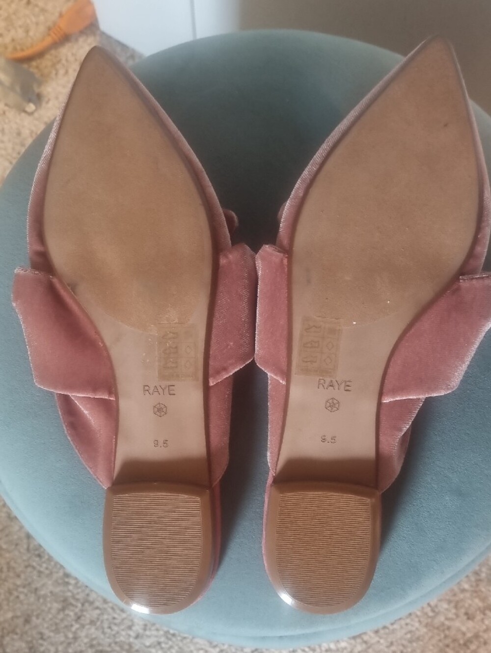 Raye Velvet pink bow mules size 9.5 - Picture 5 of 6